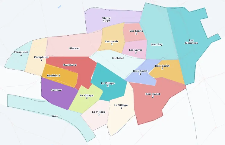 Carte des arrondissements et quartiers de Fontenay-sous-Bois