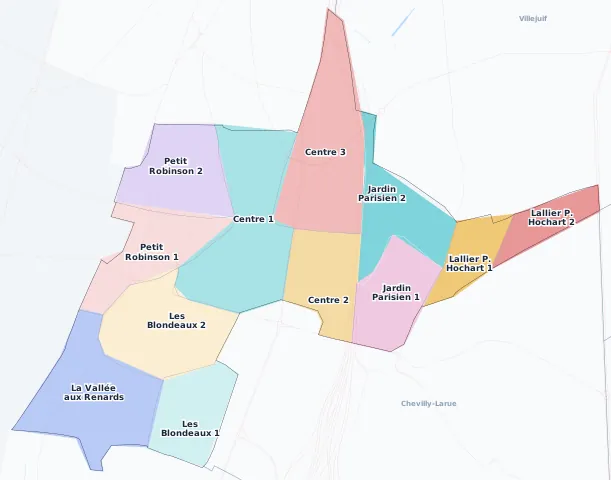 Carte des arrondissements et quartiers de L'Haÿ-les-Roses