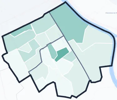 Carte de densité d'emplois salariés estimés de Ivry-sur-Seine