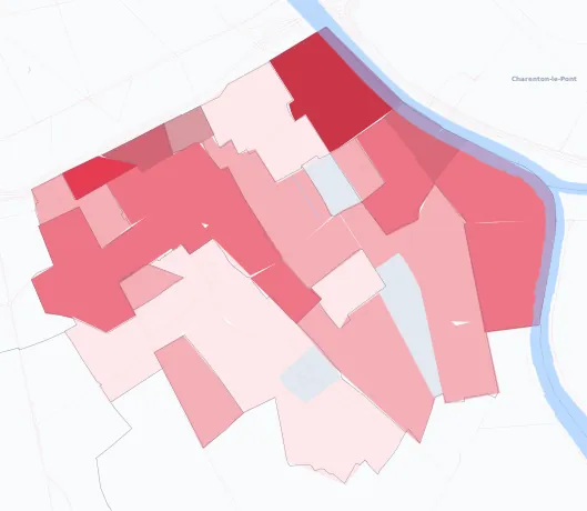 Carte de la valeur locative de référence de Ivry-sur-Seine