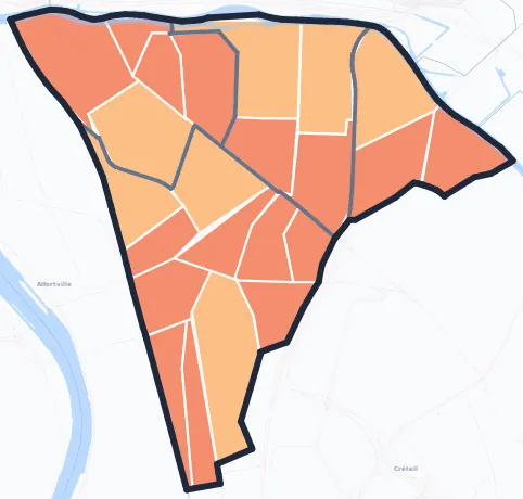 Carte de densité de population de Maisons-Alfort
