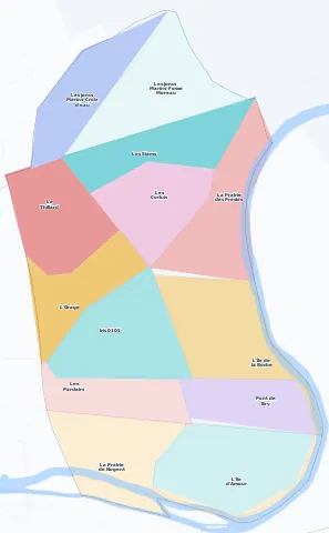Carte des arrondissements et quartiers de Le Perreux-sur-Marne