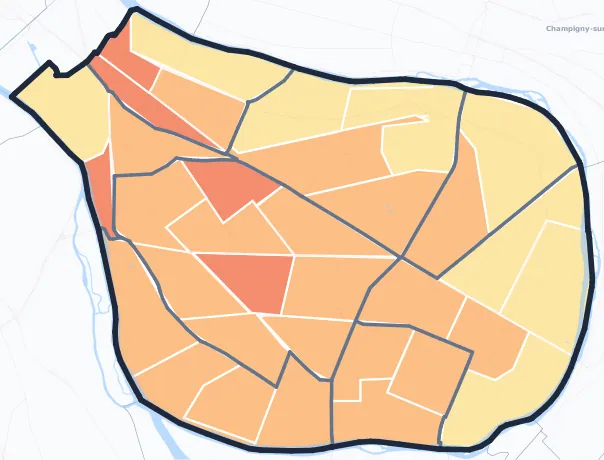 Carte de densité de population de Saint-Maur-des-Fossés