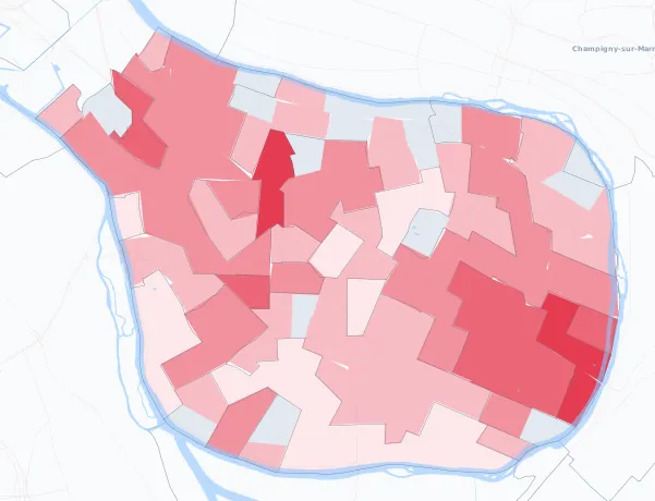 Carte de la valeur locative de référence de Saint-Maur-des-Fossés
