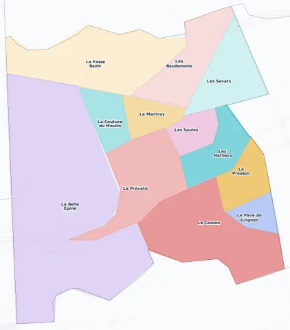 Carte des arrondissements et quartiers de Thiais