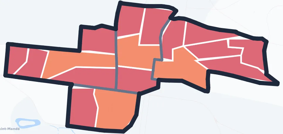 Carte de densité de population de Vincennes