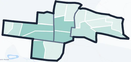 Carte de densité d'emplois salariés estimés de Vincennes