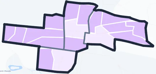 Carte de densité de population étudiante de Vincennes