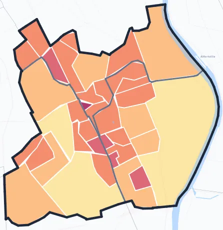 Carte de densité de population de Vitry-sur-Seine