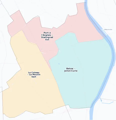 Carte des arrondissements et quartiers de Vitry-sur-Seine