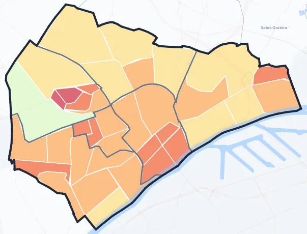 Carte de densité de population de Argenteuil