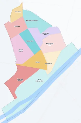 Carte des arrondissements et quartiers de Bezons