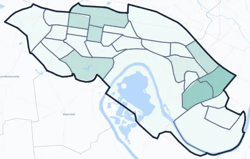 Carte de densité d'emplois salariés estimés de Cergy