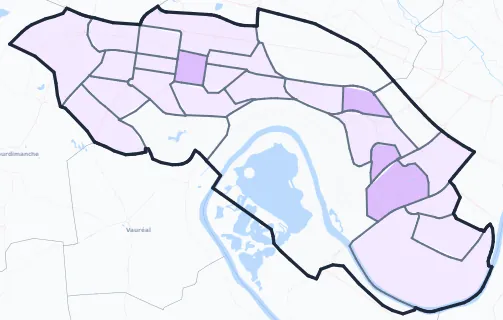 Carte de densité de population étudiante de Cergy