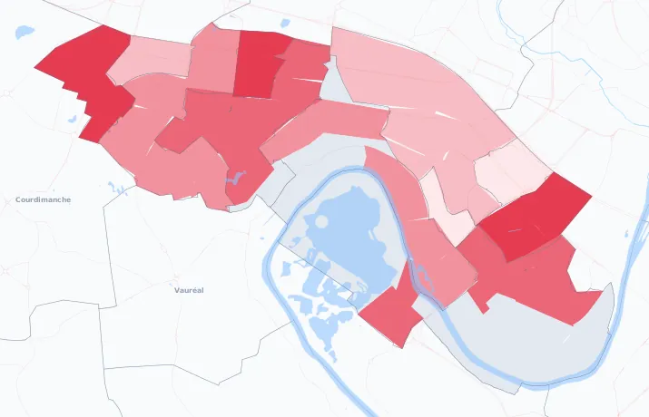 Carte de la valeur locative de référence de Cergy