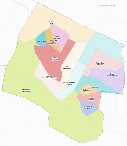 Carte des arrondissements et quartiers de Franconville