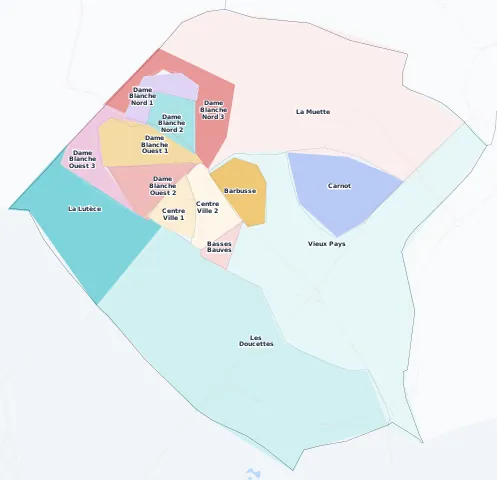 Carte des arrondissements et quartiers de Garges-lès-Gonesse