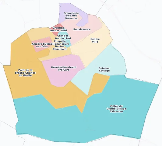 Carte des arrondissements et quartiers de Goussainville