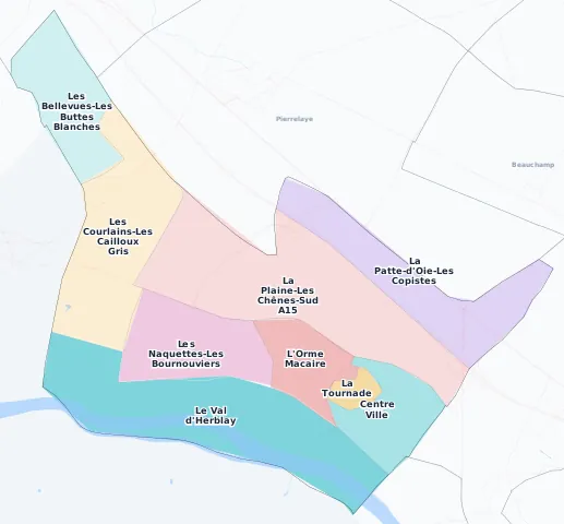 Carte des arrondissements et quartiers de Herblay-sur-Seine