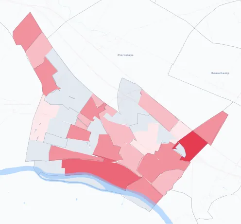 Carte de la valeur locative de référence de Herblay-sur-Seine