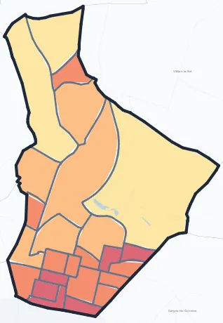 Carte de densité de population de Sarcelles