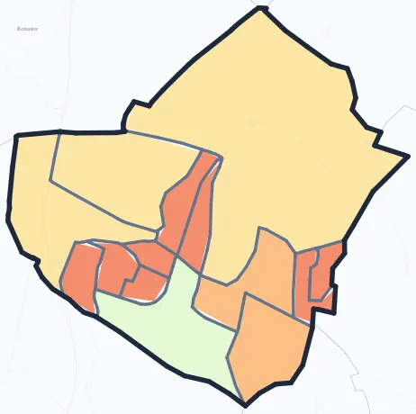 Carte de densité de population de Villiers-le-Bel